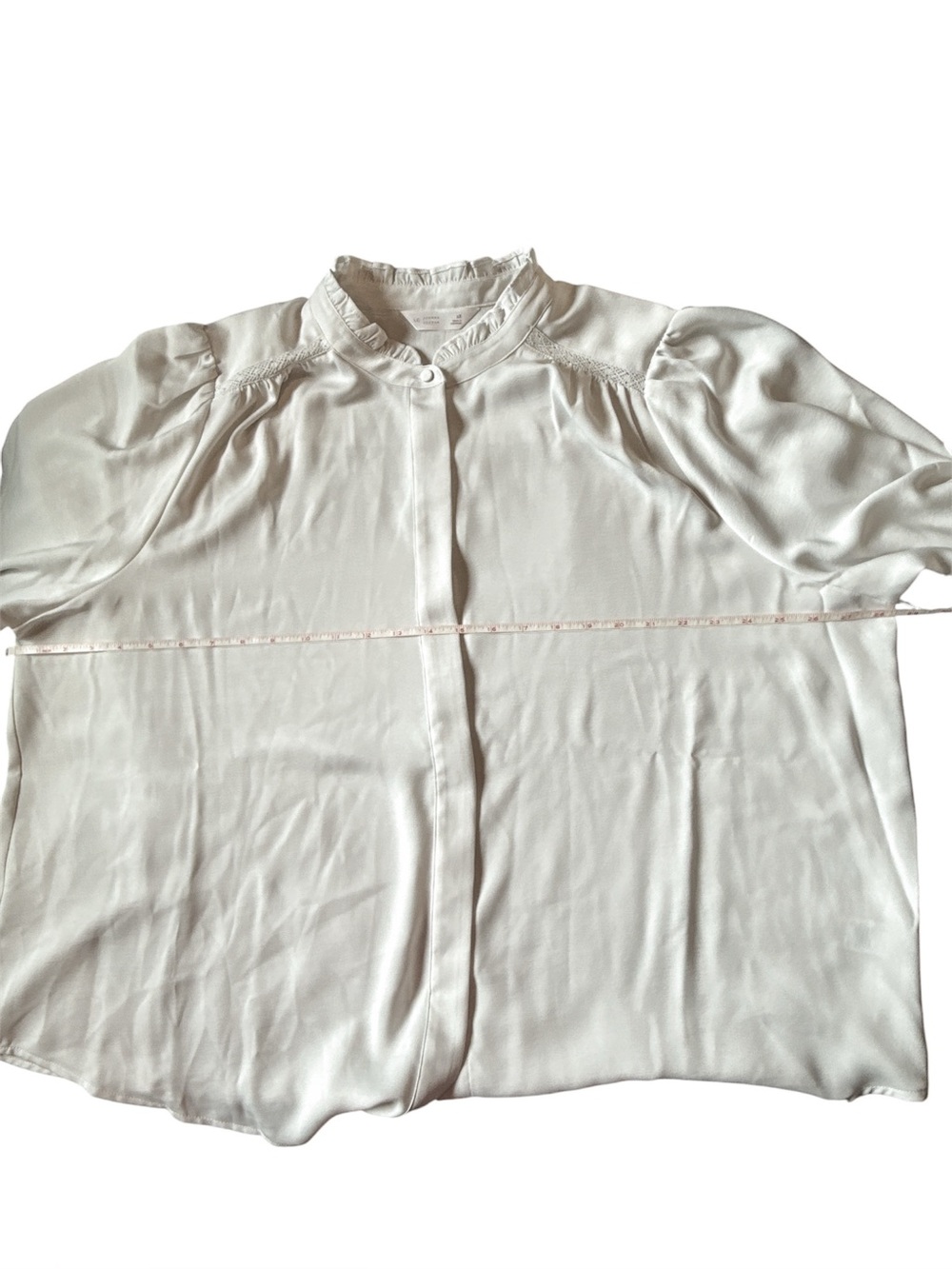 LC Lauren Conrad Ivory Ruffle Neck Blouse 2X NWT Long Sleeve Workwear - Picture 6 of 9